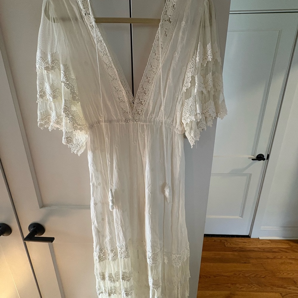 White Lace Boho Maxi Dress - Picture 3 of 6